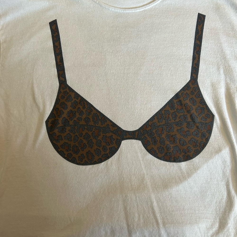 Dressed in LALA Cream Top with Leopard Print Bra Design